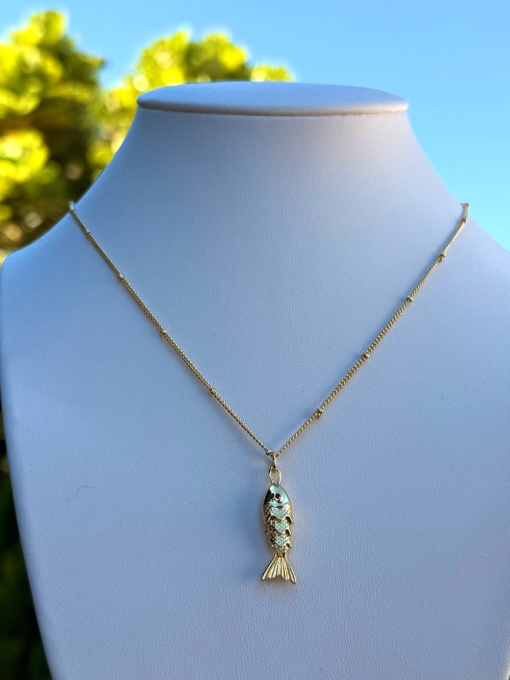 Gold Fish Charm Necklace - Women’s Delicate Pendant